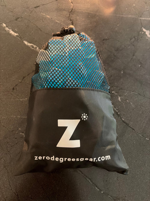 Black mesh drawstring bag of reusable ice cubes, designed to hold enough for one HERO™ Cooling Collar